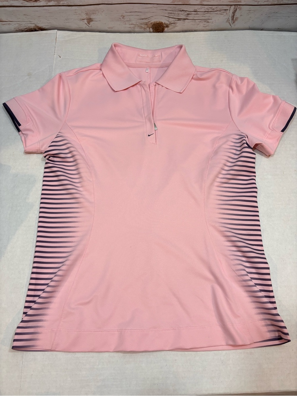 Nike Golf Women's Fit Dry Light Pink Polo with Black Stripe Accents